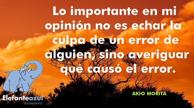 Lo importante en mi opinión no es echar la culpa de un error de alguien, sino averiguar qué causó el error.  Frases de Culpa