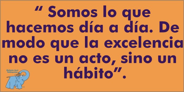 Somos lo que hacemos día a día. De modo que la excelencia no es un acto, sino un hábito
