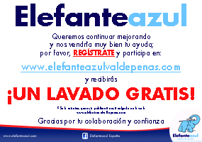 Registarte en la web de Centro de lavado de coches Elefante Azul Valdepeñas y obtendrás un lavado gratis*