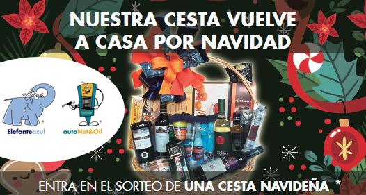 Cesta de productos típicos de Navidad que sortea en Valdepeñas Elefante Azul