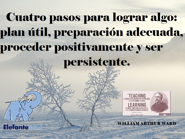 Cuatro pasos para lograr algo: plan útil, preparación adecuada, proceder positivamente y ser persistente.