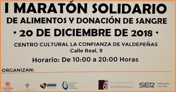 I Maratón Solidario de Alimentos y Donación de Sangre en Valdepeñas